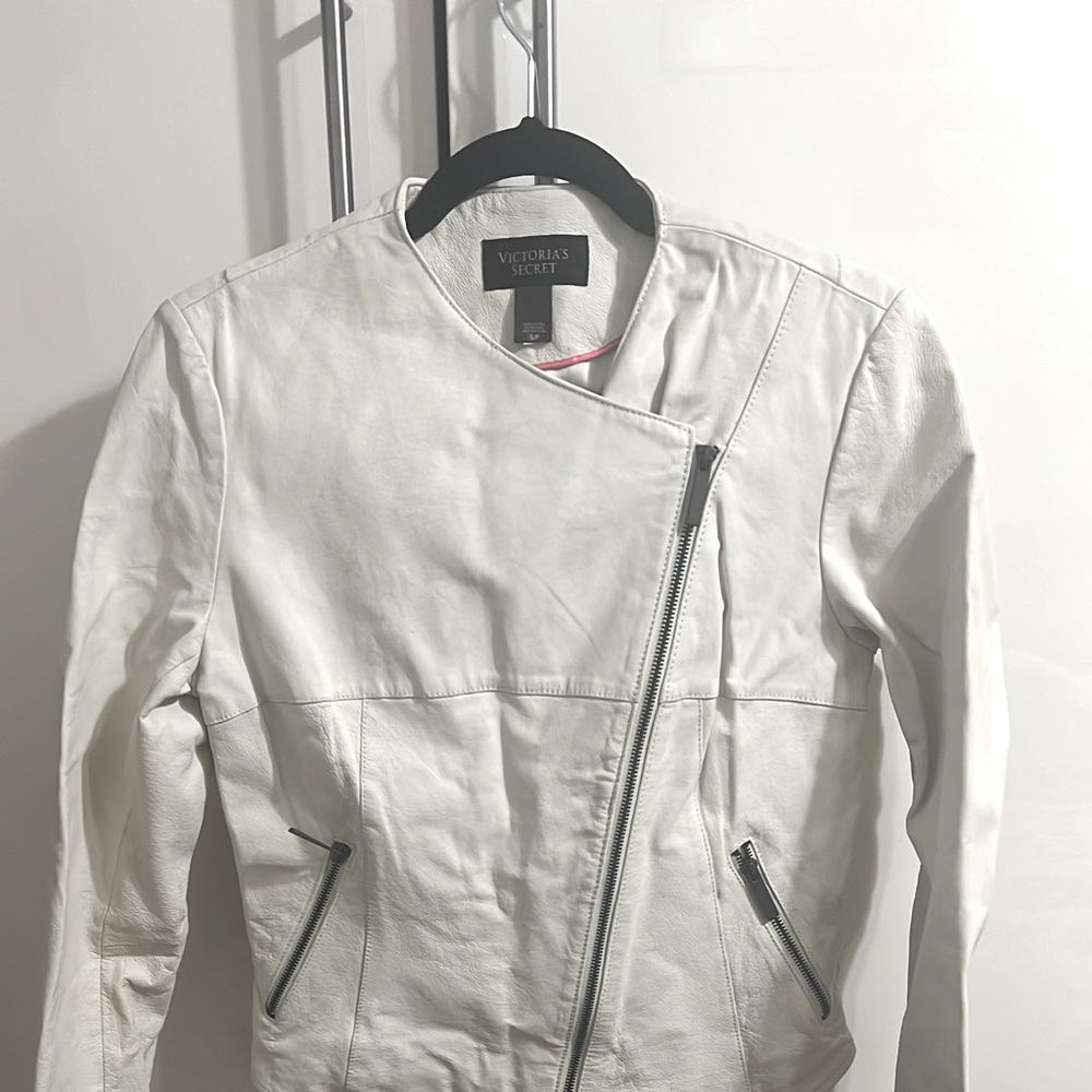 Victorias Secret Ivory Leather Jacket